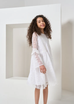 White Lace Bell Sleeve Dress