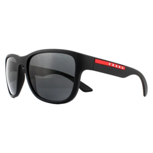 Prada Sport Rectangle Black Rubber Grey Sunglasses