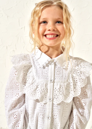 Amelie White Broderie Shirt Dress
