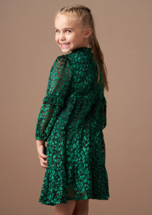Poppy Green Devore Velvet Dress