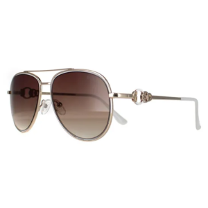 Guess Aviator Gold Brown Sunglasses For Women