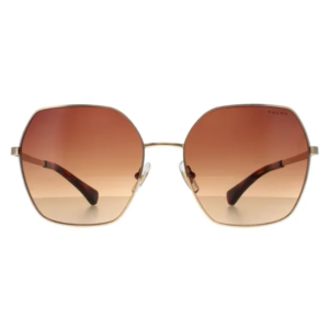 Ralph Lauren Square Shiny Gold Brown Sunglasses For Women