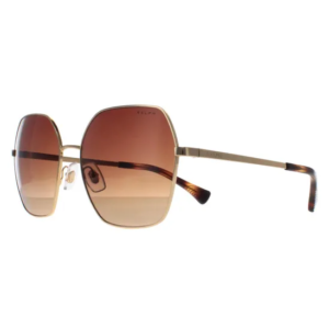 Ralph Lauren Square Shiny Gold Brown Sunglasses For Women