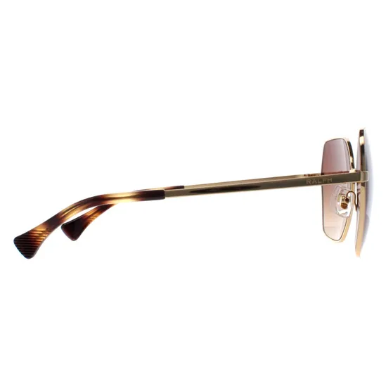 Ralph Lauren Square Shiny Gold Brown Sunglasses For Women - Image 3