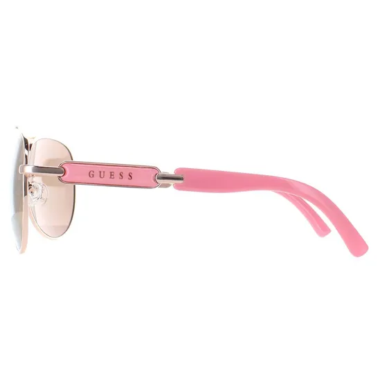 Guess Aviator Shiny Rose Gold Brown Mirror Sunglasses For Women - Image 3