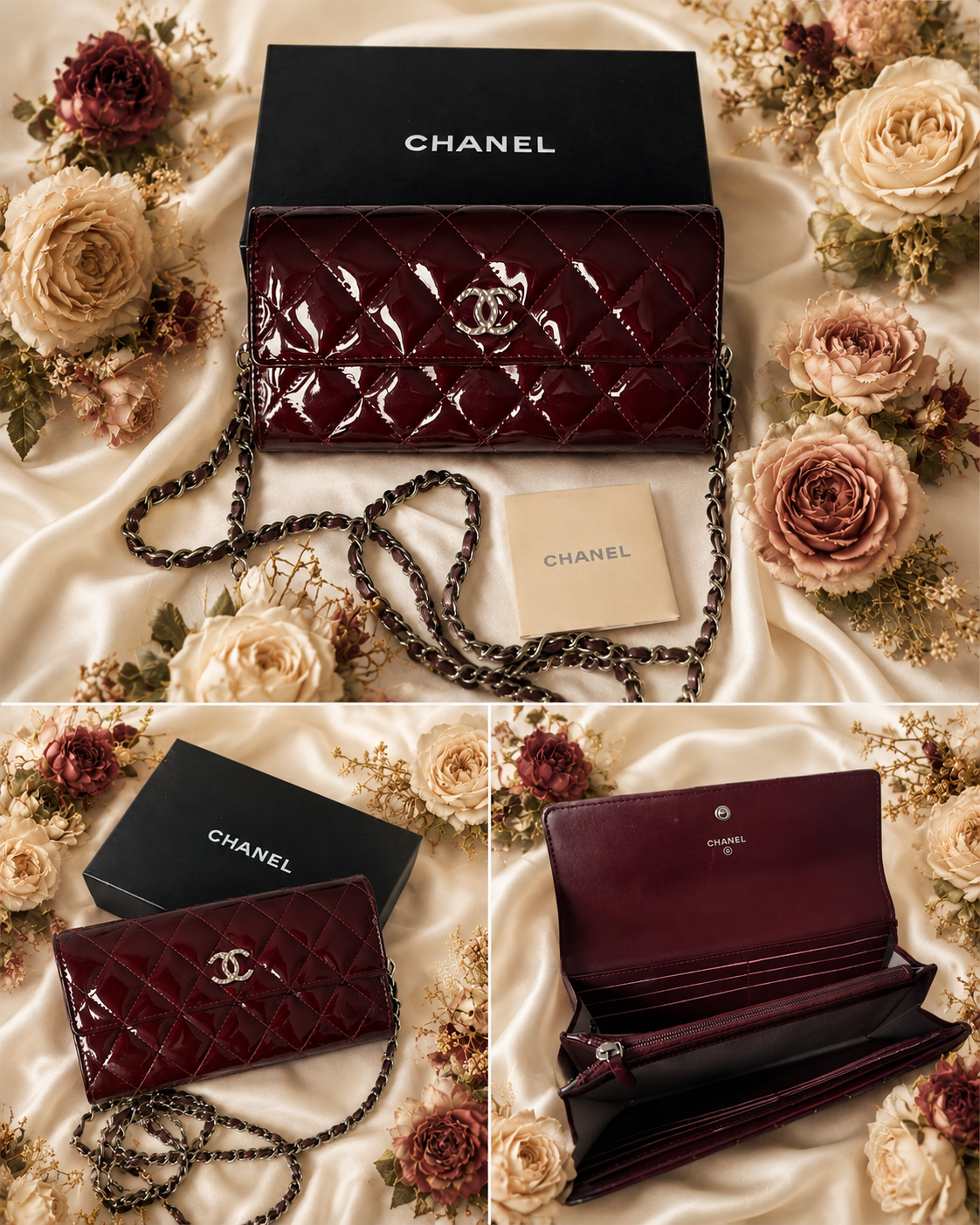 Genuine Chanel Timeless Classic leather quilted wallet on chain, shoulder bag, crossbody.